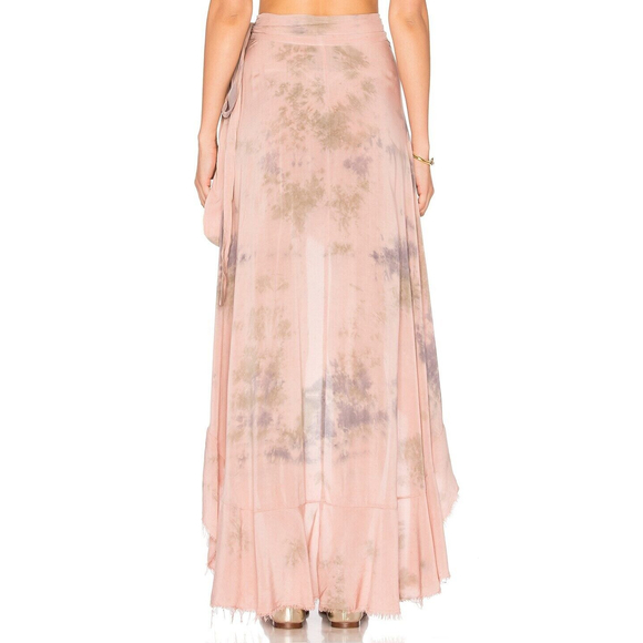 REVOLVE Blue Life Aura Wrap Skirt Women M Tie Dye Tie Drapy Maxi Red Medium BOHO - Picture 2 of 10
